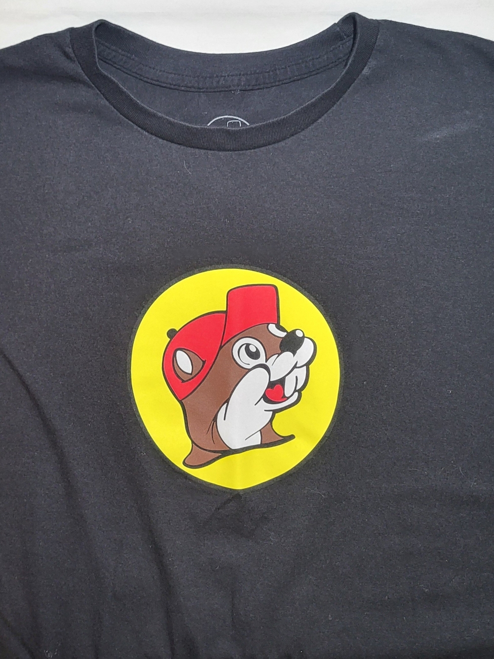 BUC-EE'S Black Short Sleeve Graphic Tee with Yellow & Red Mascot Print